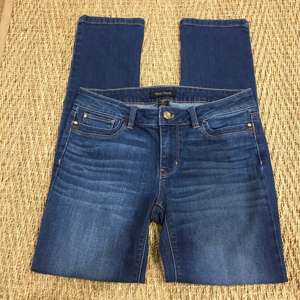 EUC WHBM Slim Leg Regular Distressed Fabric Jean